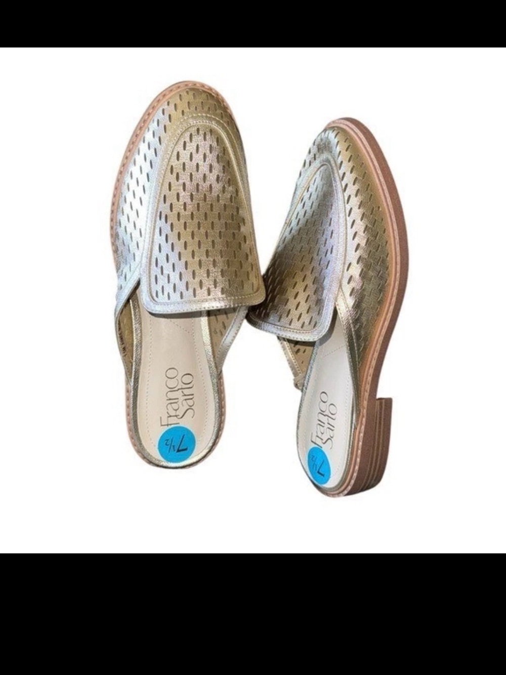 Franco Sarto Metallic Gold Perforated Slide Mule